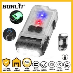 BORUiT V15 Work LED Flashlight Keychain Powerful USB-C Rechargeable Lamp Fishing Tiki Spotlight Waterproof Camping Torch