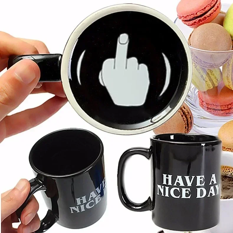 Vertical Middle Finger Cup Creative Mug Anime Films and Television Products Funny Ceramic Coffee Breakfast Cup Christmas Gift