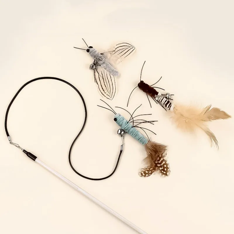 Cat Toy Feather Cats Sticks Interactive Cat Toy Steel Wire Butterfly Toys for Cats Teasing Self Hi Kitten Toys Pet Products