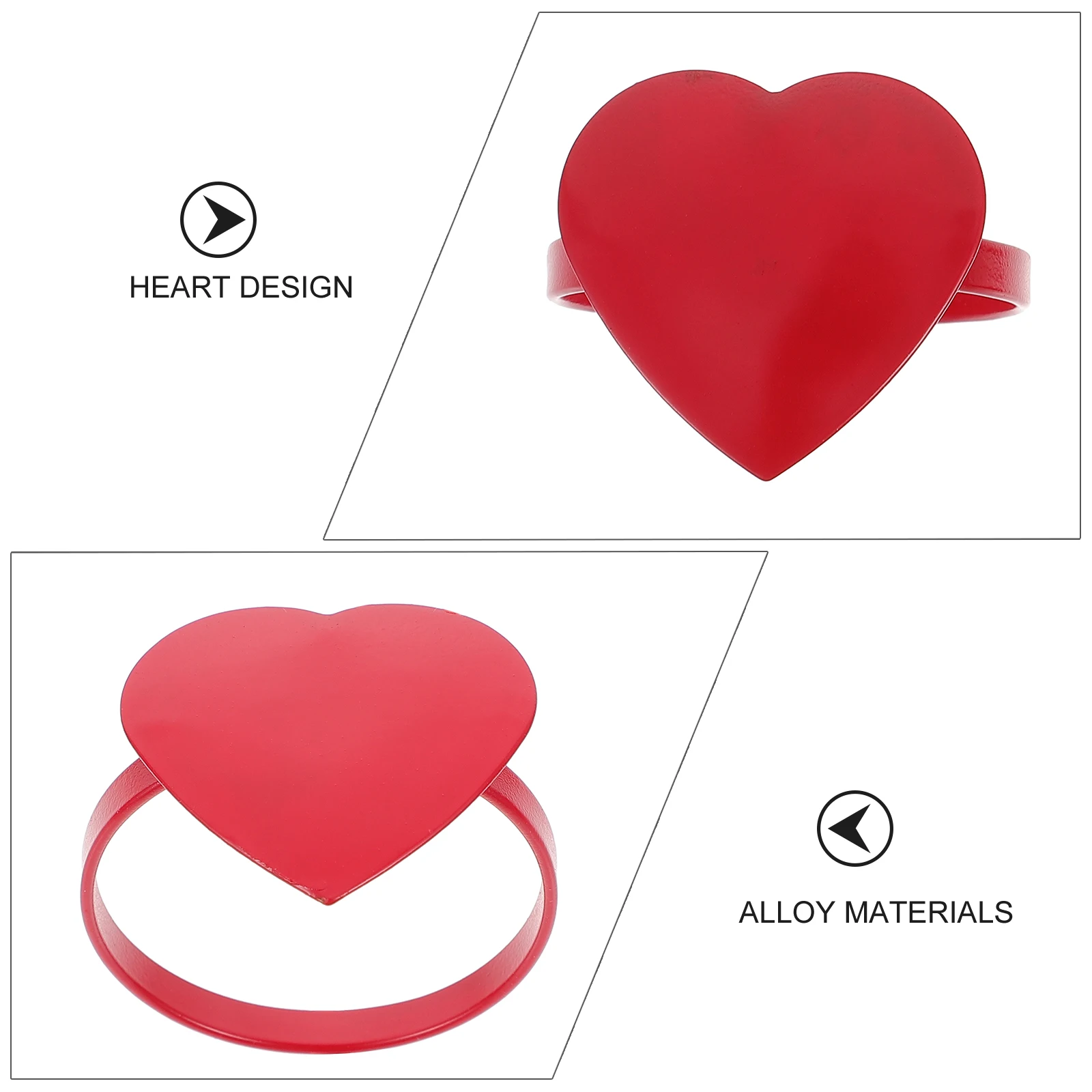 

4pcs Red Heart Shape Napkin Buckle Zinc Alloy Table Decorations Quality Dinner Gifts Kitchen Bar Accessories