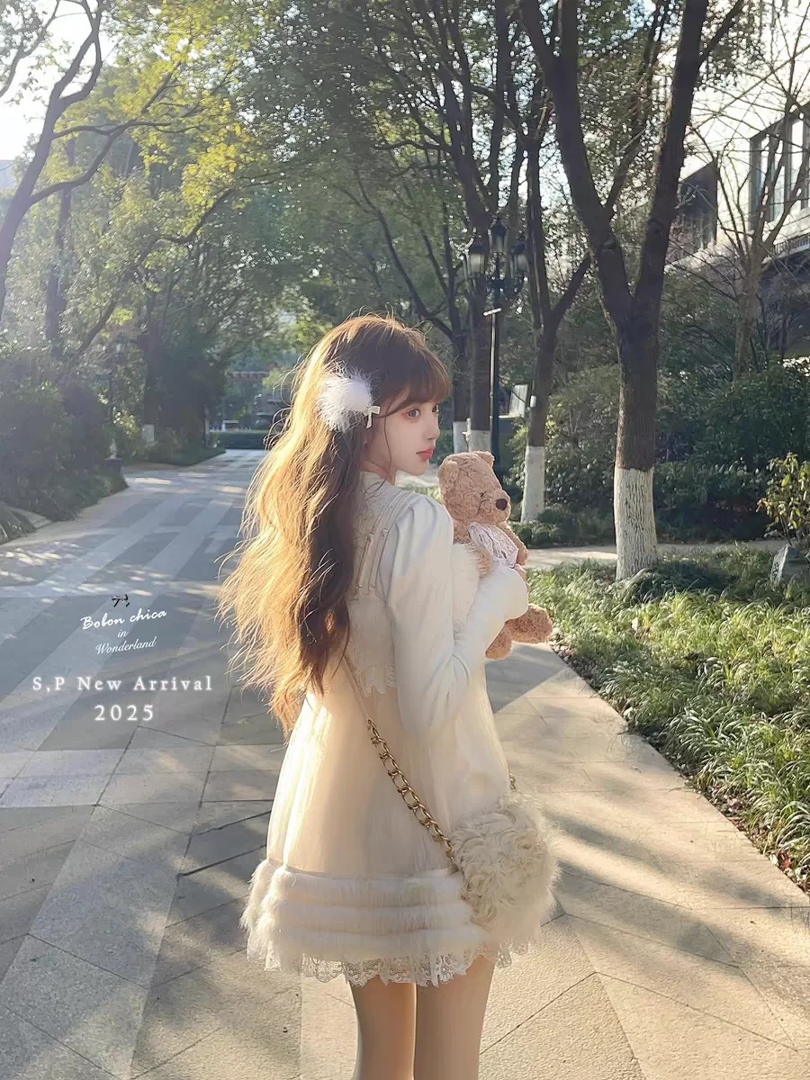 Vestido de princesa dulce lolita bobon21, vestido de falda con tirantes de felpa y lazo de encaje Retro D2384