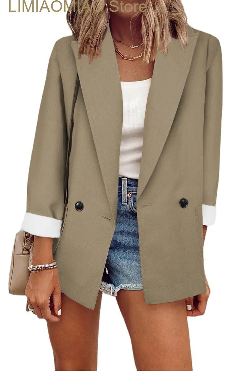 Manteau imbibé élégant pour femmes, vestes de bureau à boutons chics, vêtements d'extérieur pour dames, blanc et noir, mode automne et hiver, nouveau