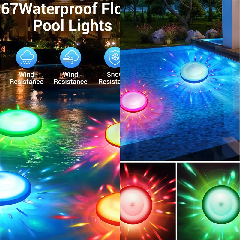 Swimming Pool Floating Light Colorful Change Submersible Underwater Lighting Used for Fish Tank Bath Children's Gifts Pool Lamps