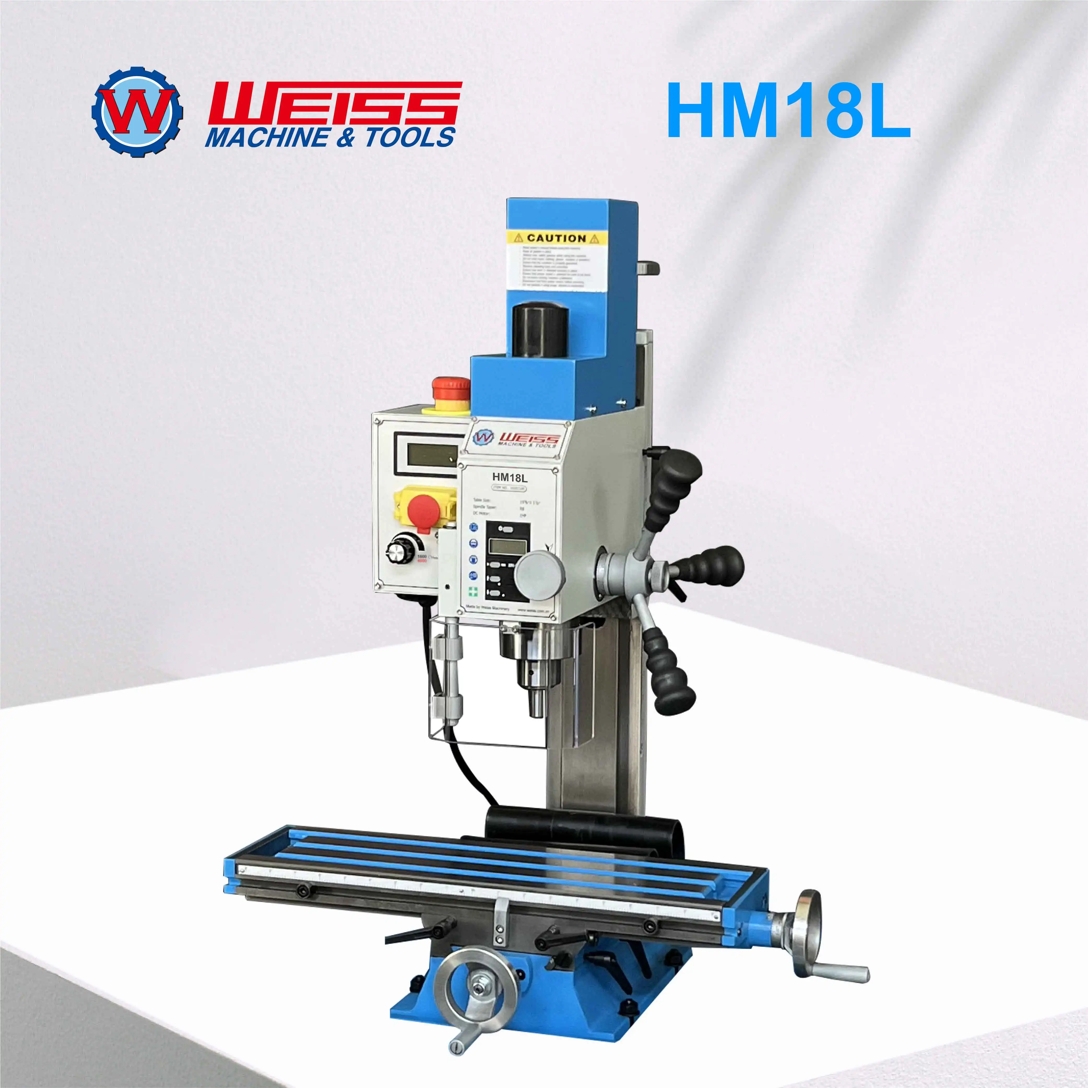 WEISS HM18L 750W Brushless Mill Drill Machine 100-4000rpm Variable Speed High Precision Benchtop Milling Drilling Machine