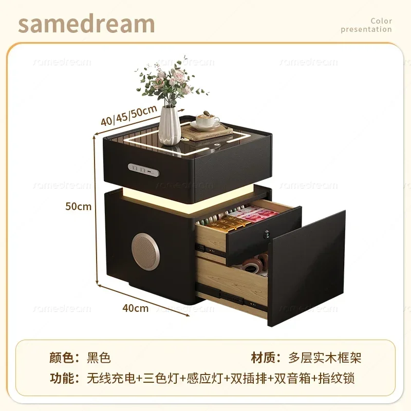 

HSN New Smart Bedside Table with Password Lock Solid Wood Small Multifunctional Bedroom Audio