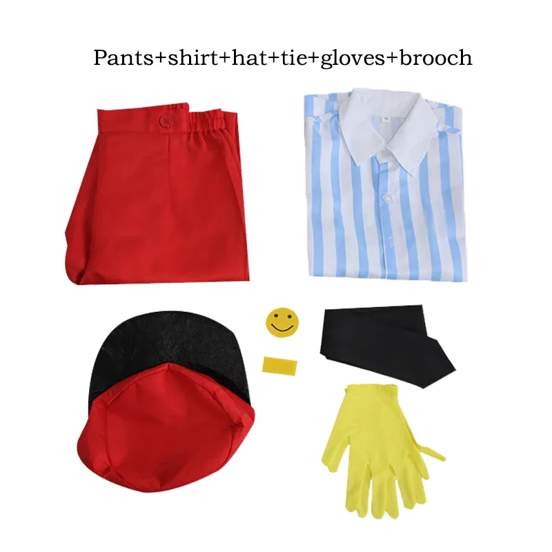 QQ8 애니메이션 테토 코스프레 의상 여성 카와이 줄무늬 셔츠 바지 학교 교복 모자 장갑 넥타이 정장 할로윈 카니발 Party5Lk￥
