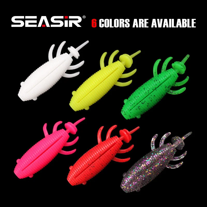 SeaSir Artificial Silicone Soft Worm Fishing Lures 8cm 13g Wobblers Baits 6pcs Sets Free Gift 6pcs Hook and Balls