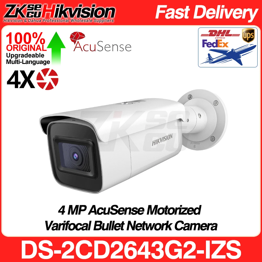 

Hikvision Original DS-2CD2643G2-IZS DS-2CD2646G2-IZS 4MP AcuSense 4X ZOOM Motorized Varifocal IP Camera SD Slot POE Alarm I/O