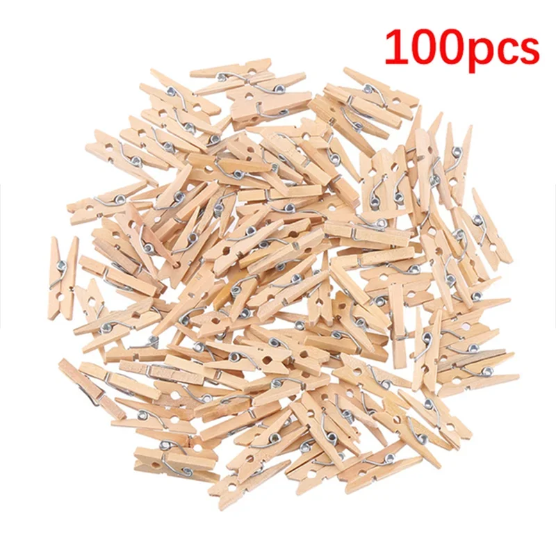 100PCs new arrival smalll size mini wooden clips 25mm colloful photo clips for sheets DTY clothespin craft decor clips pegs