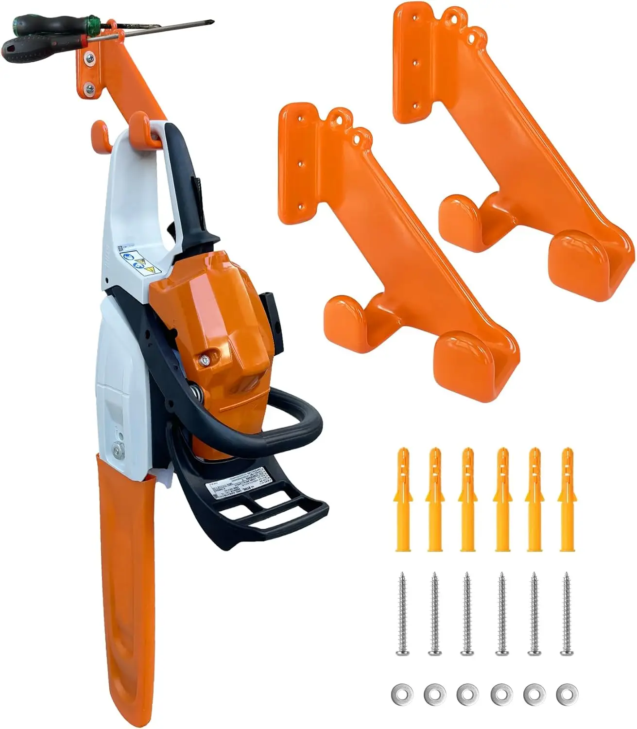 

Heavy Duty Chainsaw Wall Mount, 2 Pack Garage Storage Organizer for Shed and Garage