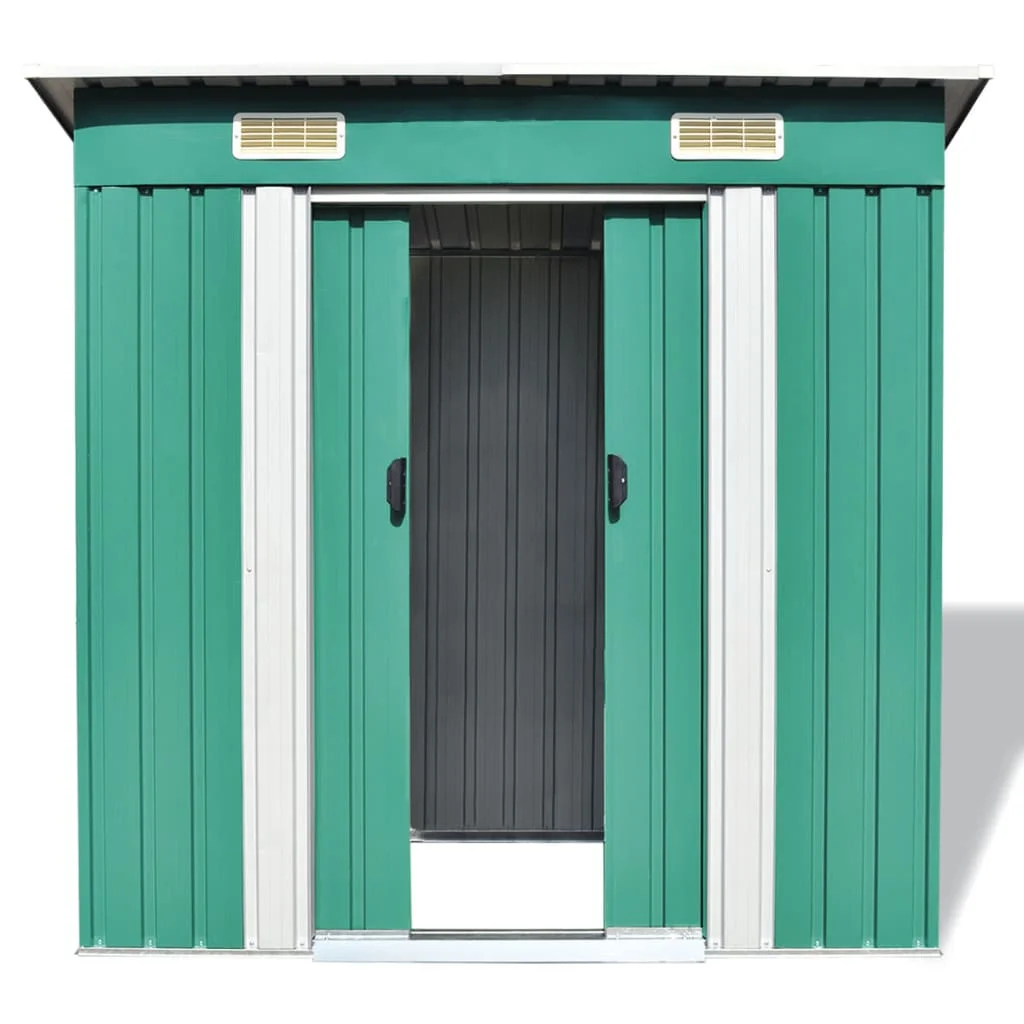 Garden Storage Sheds, Galvanised Steel Outdoor Tool Shed, Patio Decoration, Green 190 x 124 x 181 cm