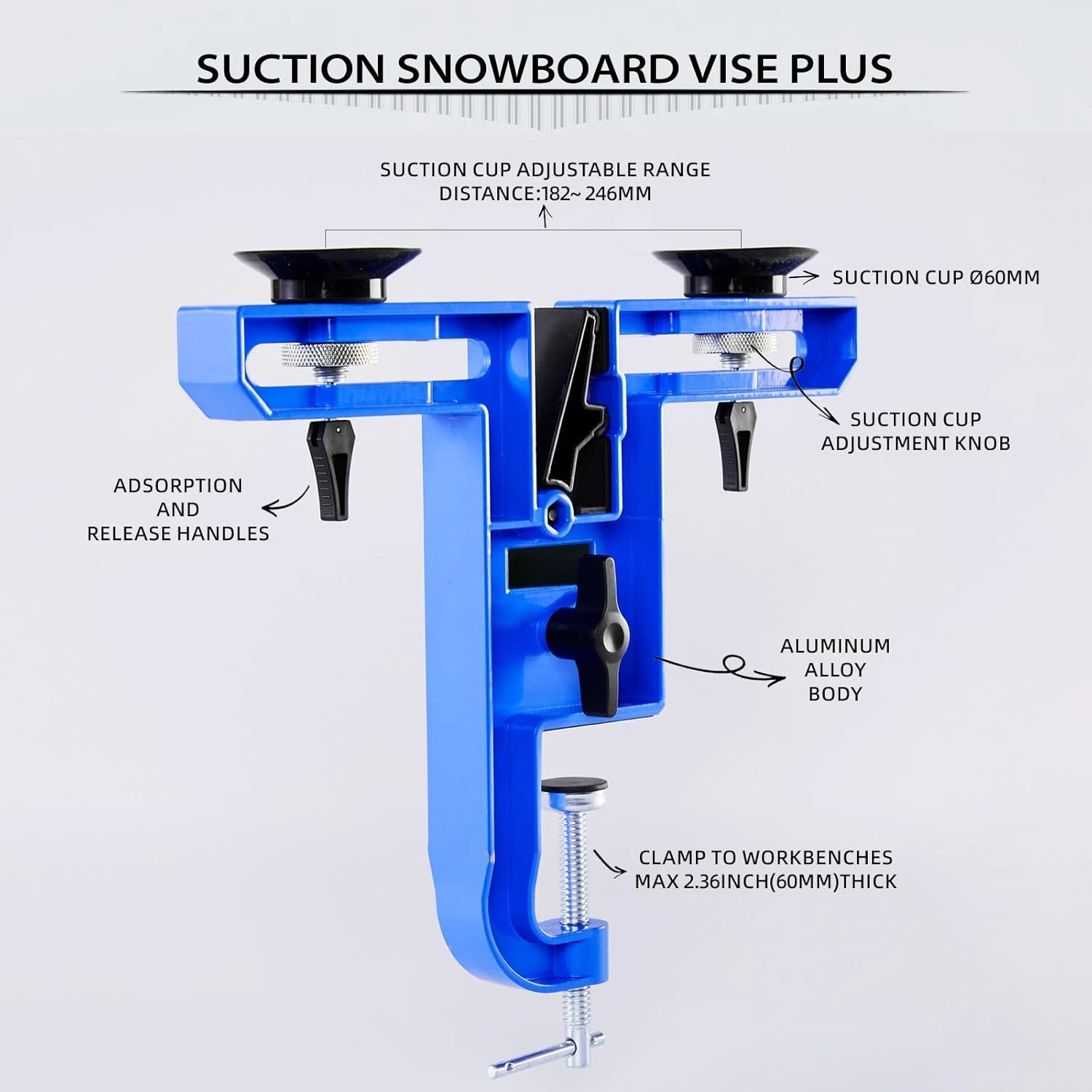 Ski ski vice with suction cup for tuning and waxing Durable and stable - aluminum 2-piece