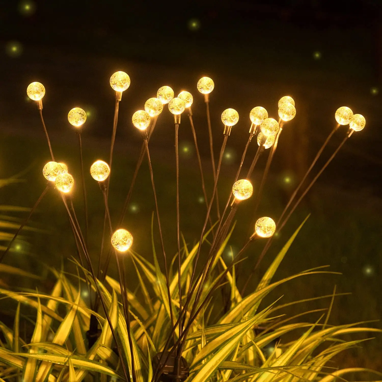 

Solar Firefly Lights Outdoor Waterproof Solar Crystal Ball Starburst Swaying Garden Decorative Lights for Yard Patio Pathway