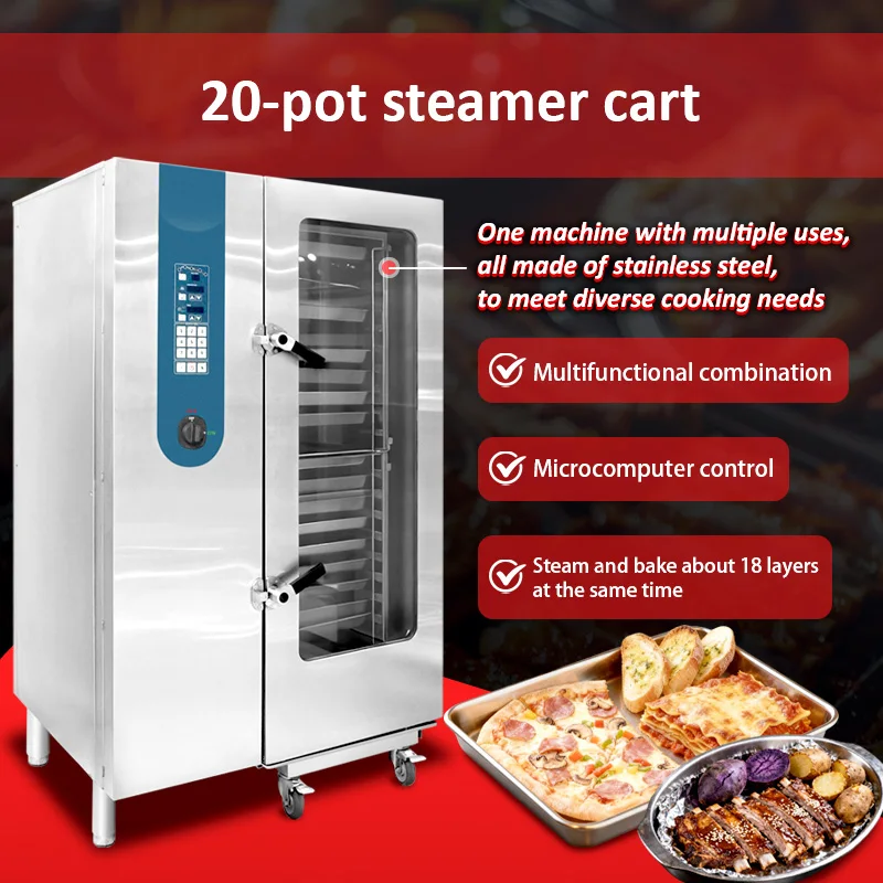Multifunctional Commercial Electric AI Smart Steam Bake Combo Oven Android System 6/10/20 Layers Bakery Use High Productivity