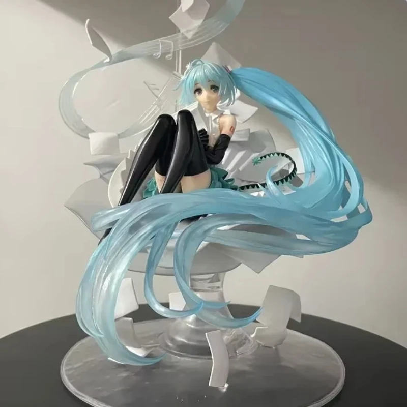 

Miku 38cm Twin Tails Anime Figure Sitting Pose Beautiful Girl Collectible Desktop Decoration Gift For Anime Fans Otaku