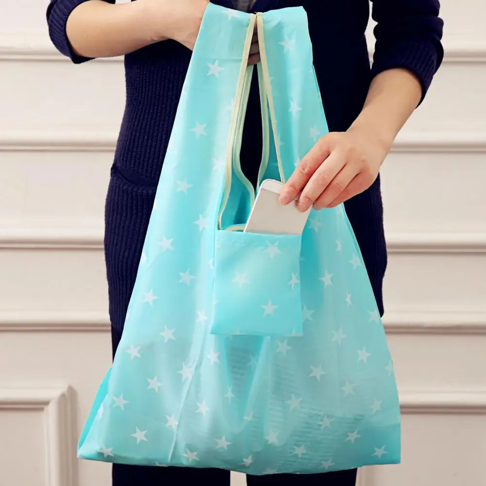 

Shopping Bag Waterproof Shopping Handbag Star Print Oxford Cloth Travel Carrier Bag Folding Reusable Shopping Storage Pouch