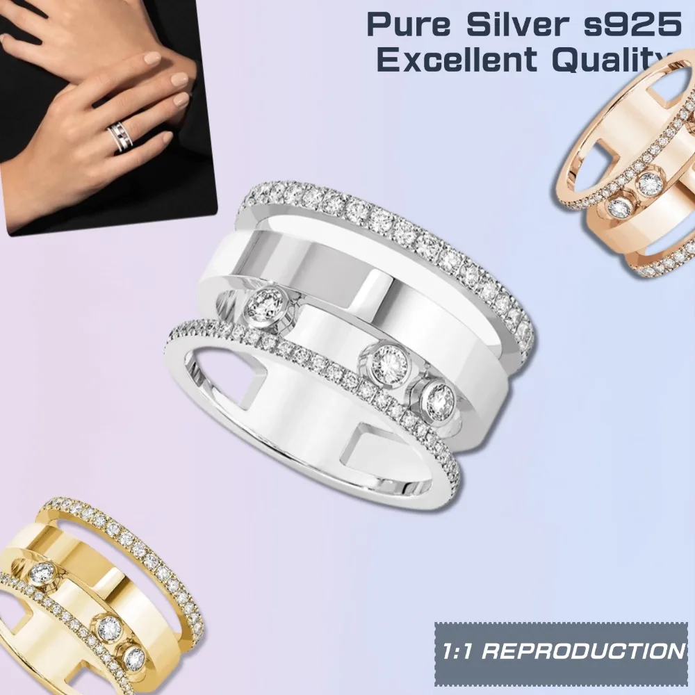 Fashionable Original Move Romane Radiant Diamond Ring Sterling Silver 925 Ring Luxury woman Jewelry Accessories Holiday Gifts