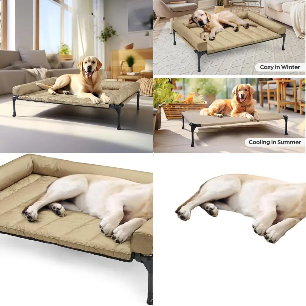 

Приподнятая кровать для собаки со съемным водонепроницаемым подставкой, дышащей сеткой, нескользящими ножками, подходит для дома и улицы, 42x30 дюймов