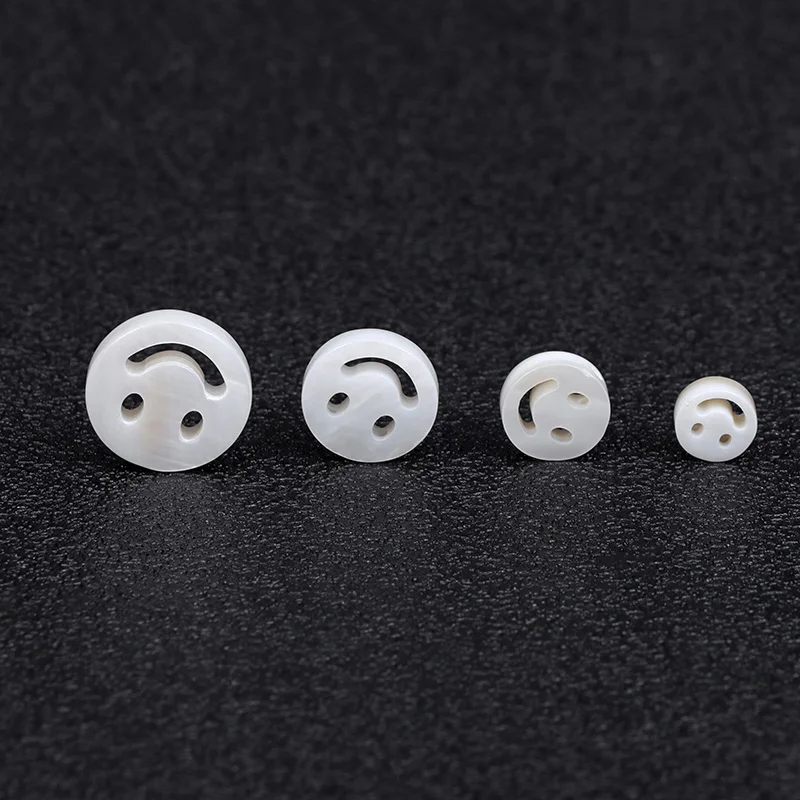 Natural Carved Smile Shells Bead 6/8/10/12mm Mother Of Pearl Shell Charm For Jewelry Making Earrings Necklace DIY Accessory 5PCS