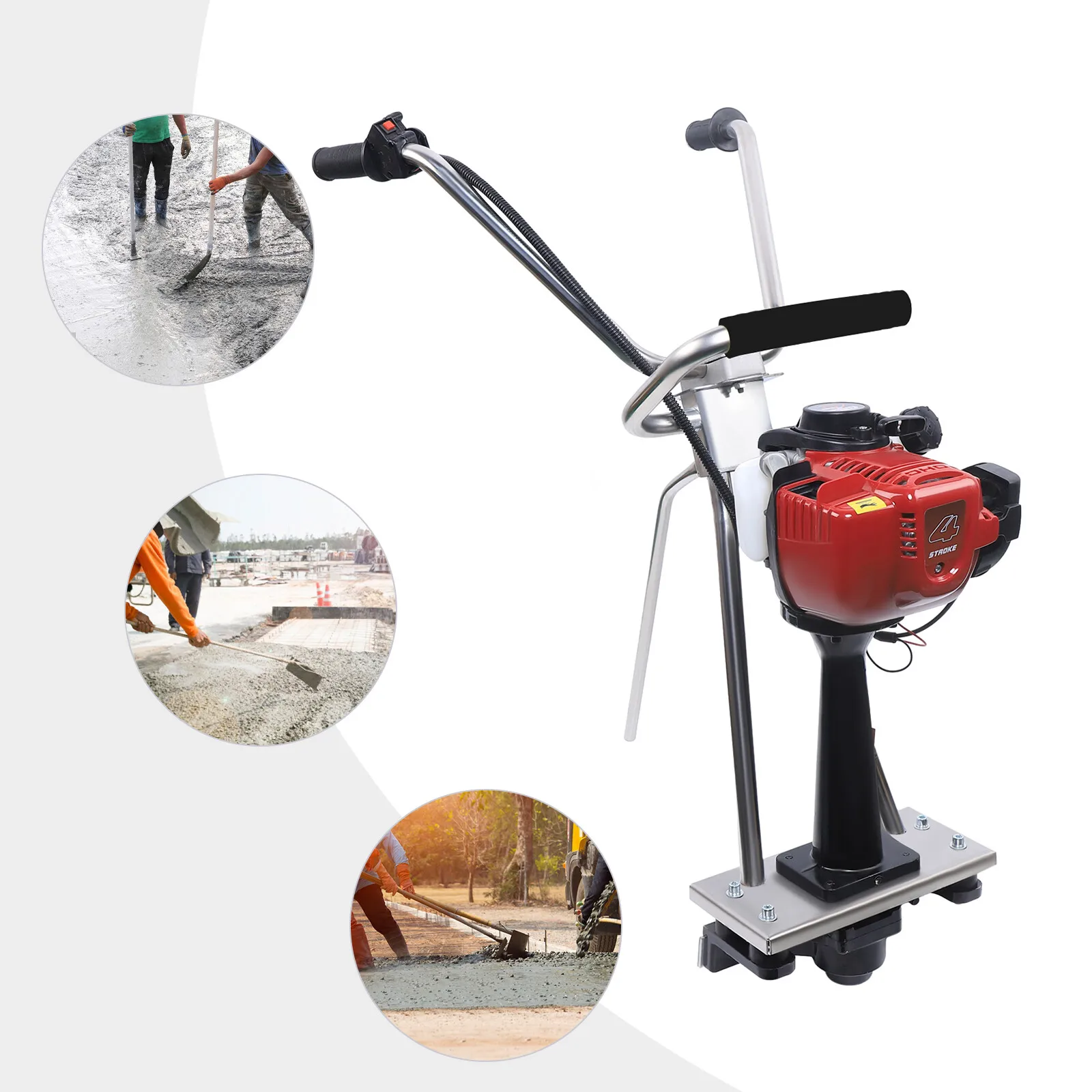 

900W 4-Stroke Power Screed Vibrating Screed Power Unit Wet Concrete Screed Cement Road Construction Suitable for 3.2-16ft Rulers