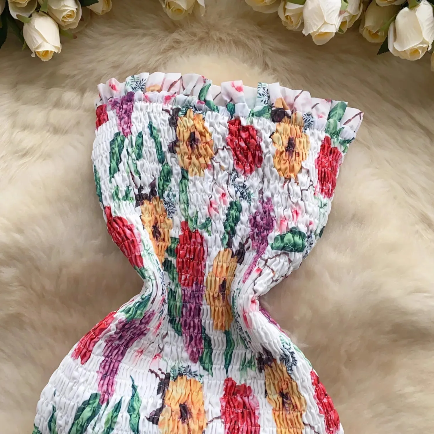 Summer Floral Sundress Holiday Halter Print Corset Short Dress Women Sexy Backless Ruffles Cake Vestidos Mini Flower Beach Robe