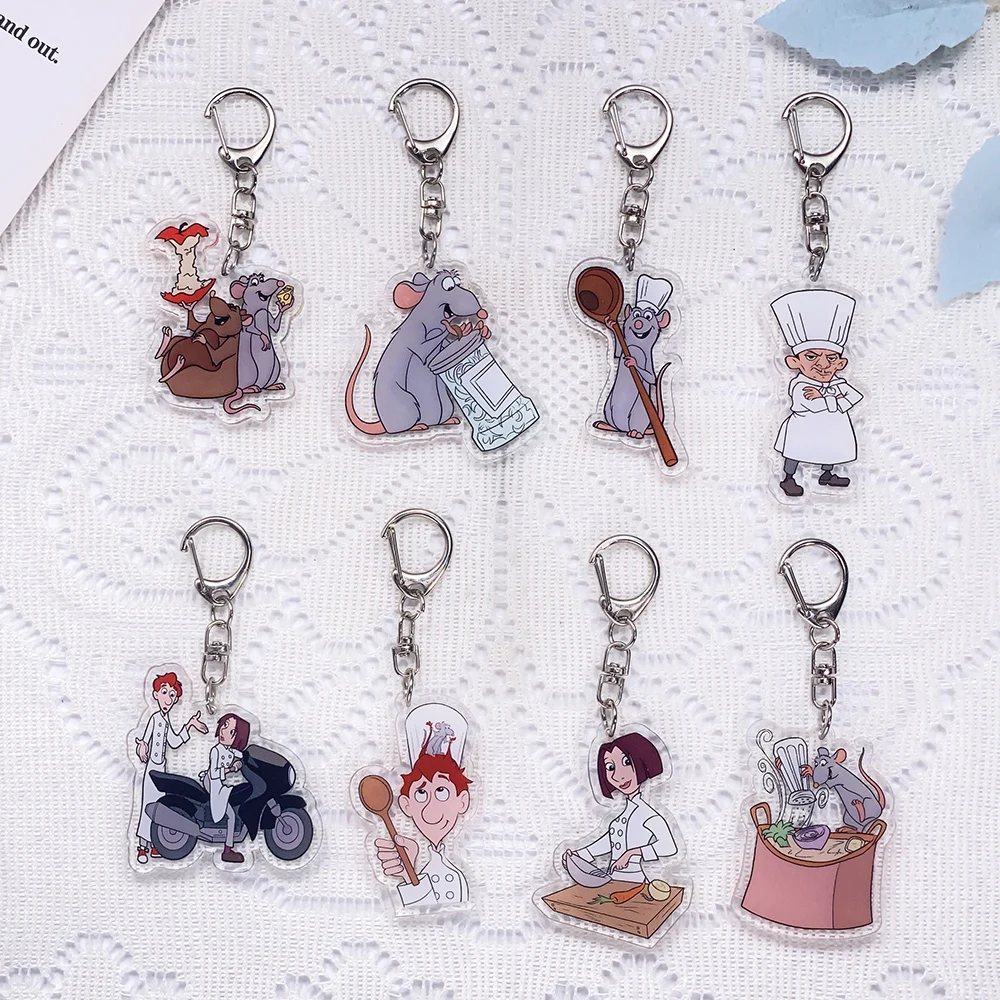 

1/10Pcs Disney Ratatouille Remy Skinner Car Keychain Acrylic Keyrings Bag Charms Backpack Pendant Prop Decoration Friends Gifts