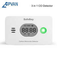 3 in 1 Carbon Monoxide Detector with Temperature&Humidity Digital screen Wireless CO Detector Home Security Protection CO Alarm