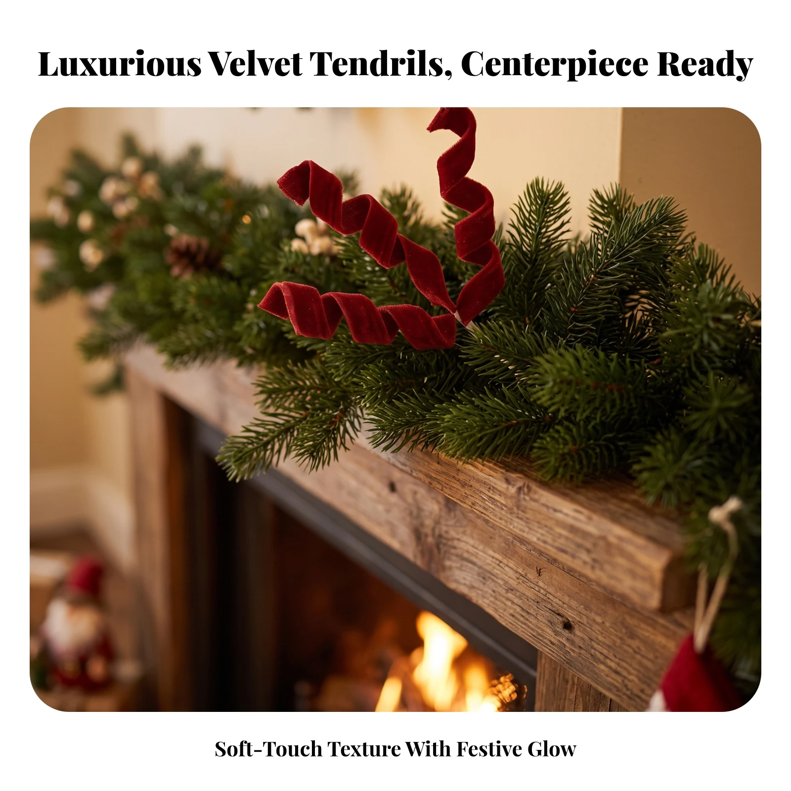 Curled Branch Pick Flexible Velvet Pick for Christmas Trees, Floral Arrangements