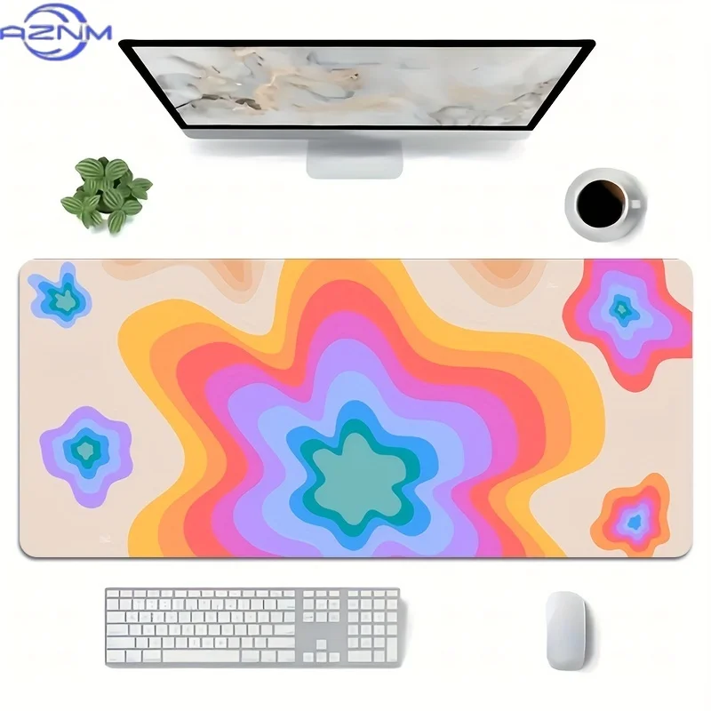 1pc of Colorful Abstract Texture Pattern Rectangular Mouse Pad, Large Size, Made of Natural Rubber, Durable Stitched Edges, Non-