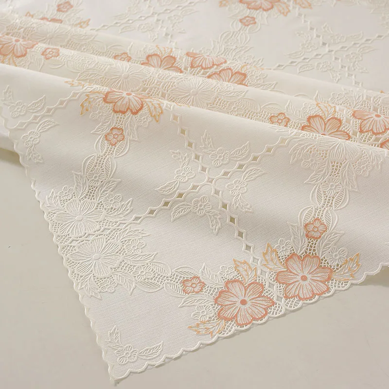 PVC Lace Tablecloth Waterproof Washable and Erasable Table Linen Tea Table Cloth Rectangular Table Cover Beige color