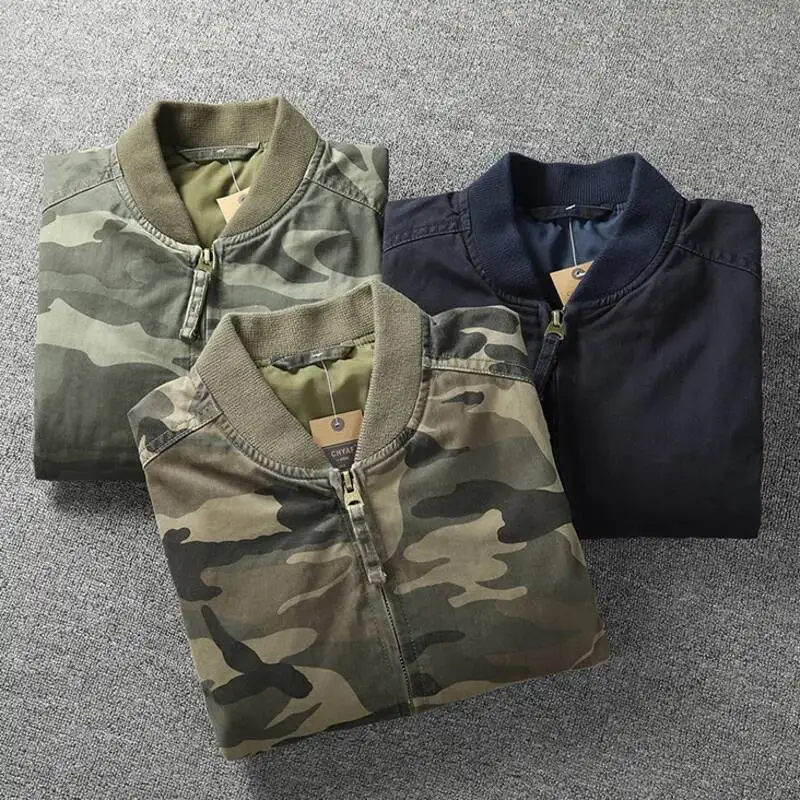 

Autumn Men's Washed Cotton Comfortable Jacket Fashion Camo Outwears Workwear Coats Man Outdoor Windbreaker Jackets