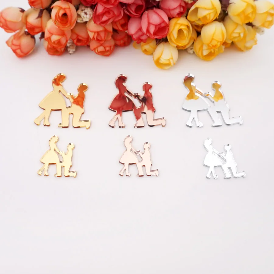 5pcs/Lot Personalized Mirror Bride&Groom Sign Wedding Table Decoration Party Favors Engagement Welcome Tag Guest Gifts