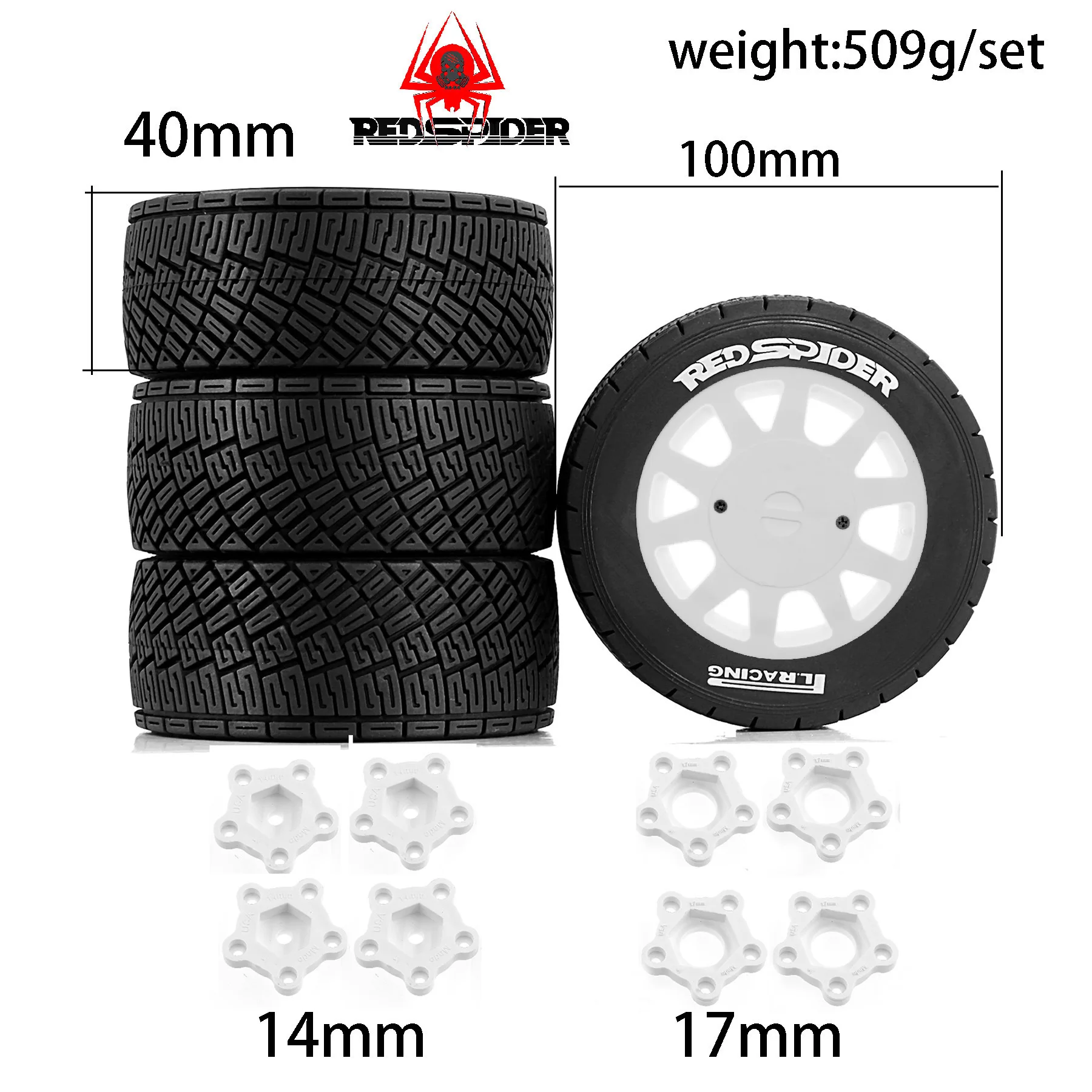 4 قطعة/المجموعة 100 مللي متر الإطارات 14/17 مللي متر الإطارات محور عجلات ل TRAXXAS KM FS KKPIT ARRMA كيوشو ZD 1/7 1/8 1/10 RC رالي سيارة #6