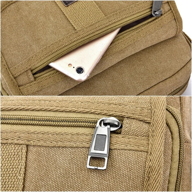 Herren Canvas-Umhängetasche, Vintage Crossbody-Messenger-Tasche mit Mehreren Fächern, Lässige Schultertasche für Reisen, Arbeit und Täglichen Gebrauch – Detail 7