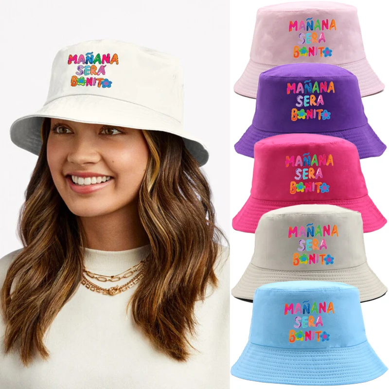 Manana Sera Bonito Print Fisherman Hat Karol G Bucket Hat Breathable Couple Hat Woman Visors Sun Caps Reversible Panama Bob