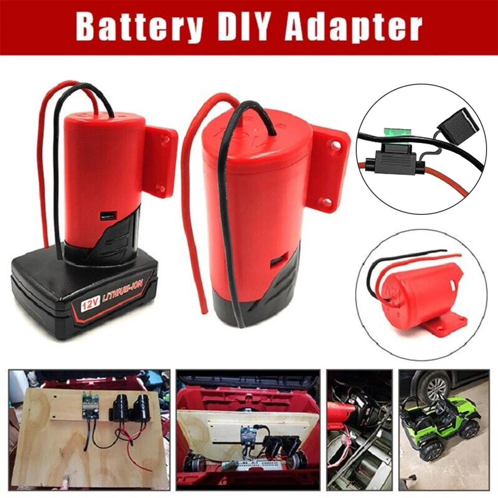 For Milwaukee 10.8-12V Battery Adapter Power Connector Adapter Dock Holder With 12 Awg Wires Connectors Power Tool Accessories