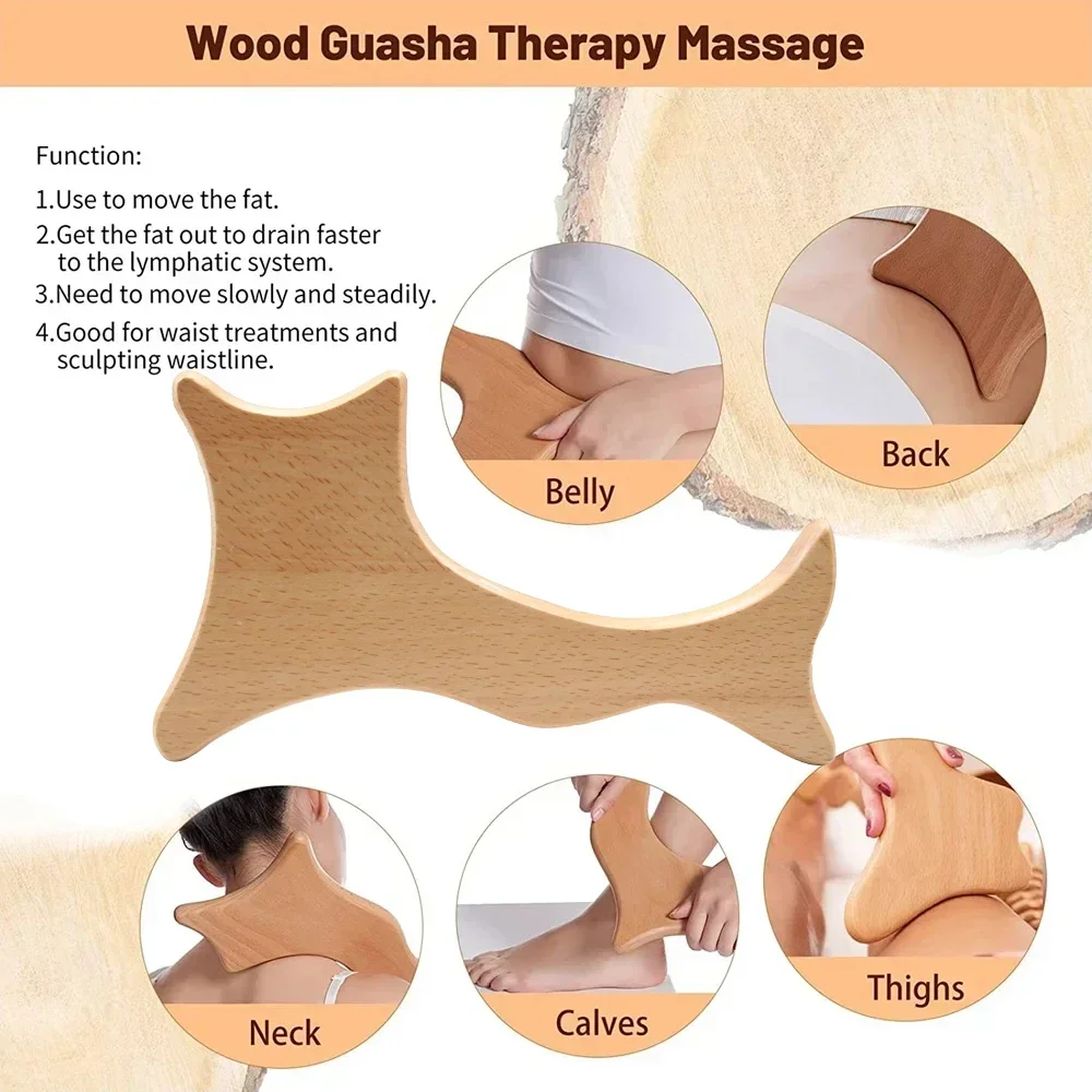 1Pcs Wood Therapy Massage Tool Lymphatic Drainage Massager for Maderoterapy,Anti-Cellulite,Gua Sha,Muscle Release,Body Sculpting