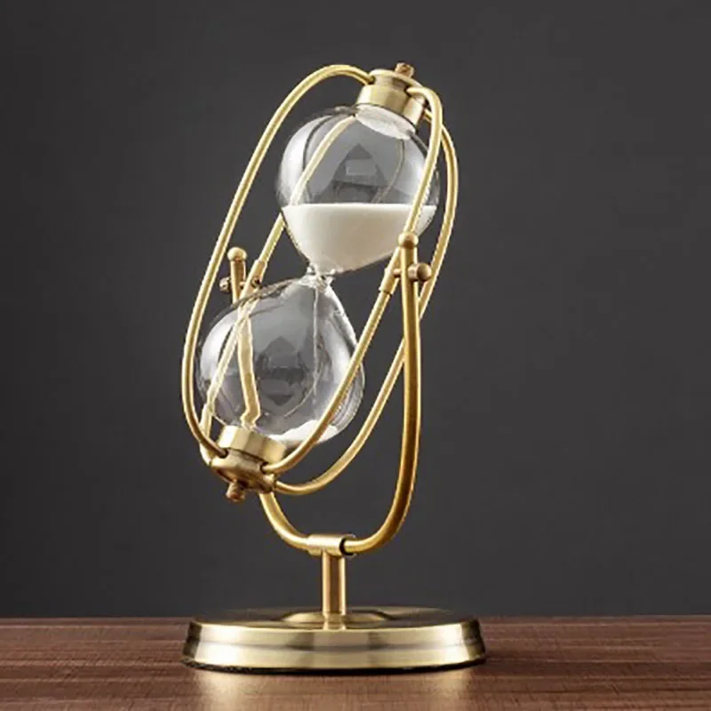 Metal Hourglass Sand Timer, Classical Office Bookshelf Ornaments, Study Decor, Desktop Sand Clock, Home Desk Decoration, 30min