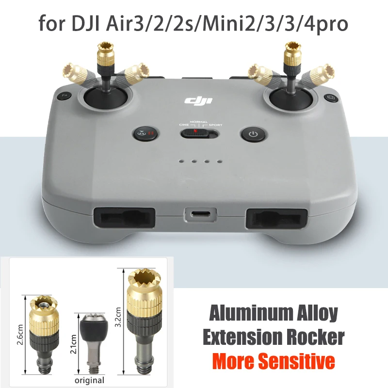 For DJI Air3/2/2s/Mini2/3Pro/4Pro Drone Extension Thumb Rocker Adjustable length DJI Smart Controller Telescopic Joystick Handle