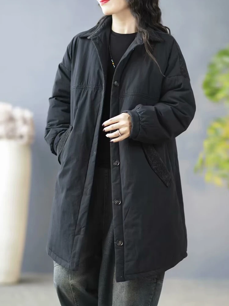 Max LuLu Winter Fashion Females Long Padded Jeackets Corduroy Oversized Warm Casual Parkas Leisure Luxury Ladies Thicken Coats