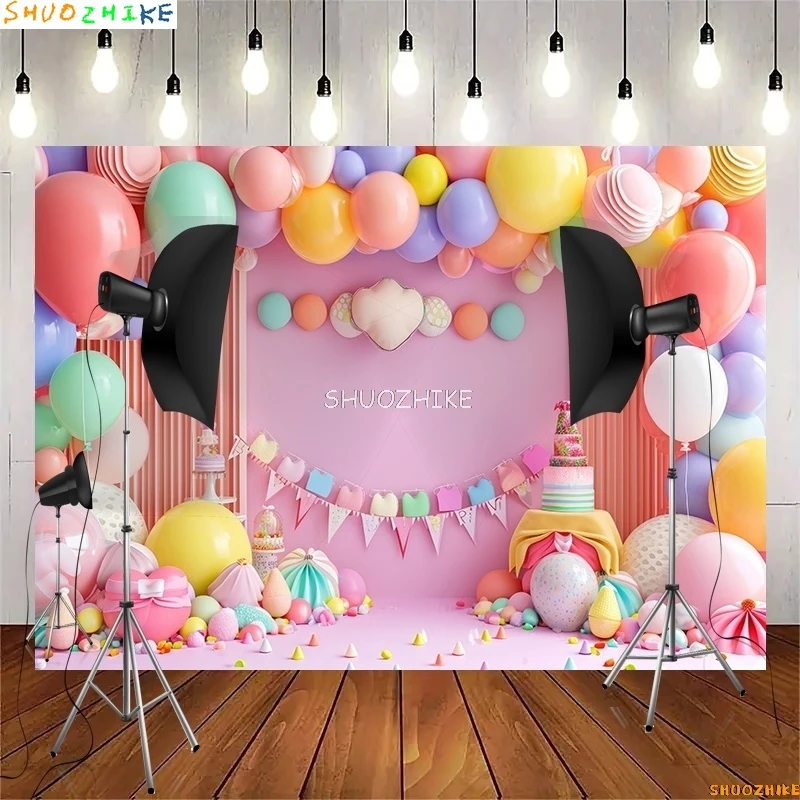Baby Shower Decoration Birthday Party Photography Backdrops Props Balloons Arch Children Newborn Photo Studio Background BS-06