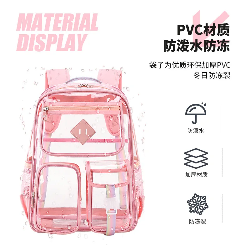 Transparent Shoulder Bag PVC Waterproof Large Capacity Students Schoolbag Fashion Women Backpack Summer Beach Travel Backpacks