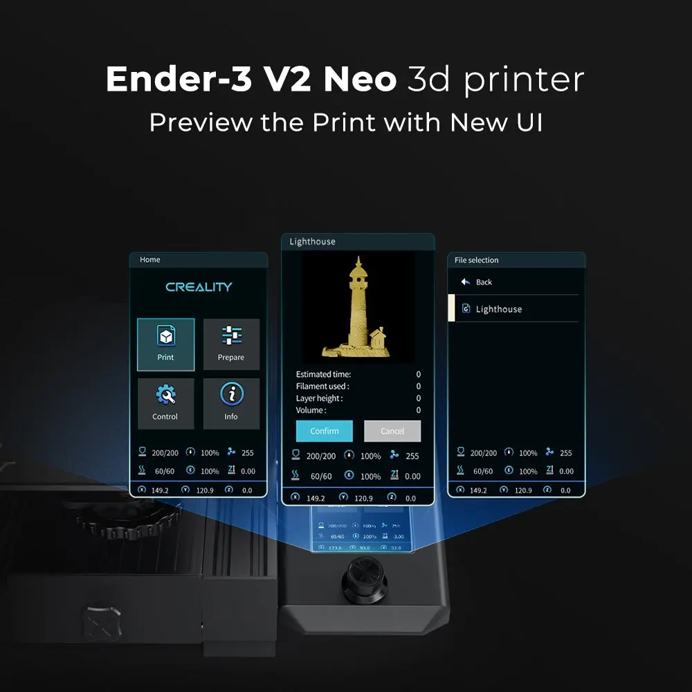 Imagem -06 - Crealidade Ender3v2 Neo Impressora 3d Atualizado Crtouch Nivelamento Automático Metal Completo Extrusora Design Integrado Estável