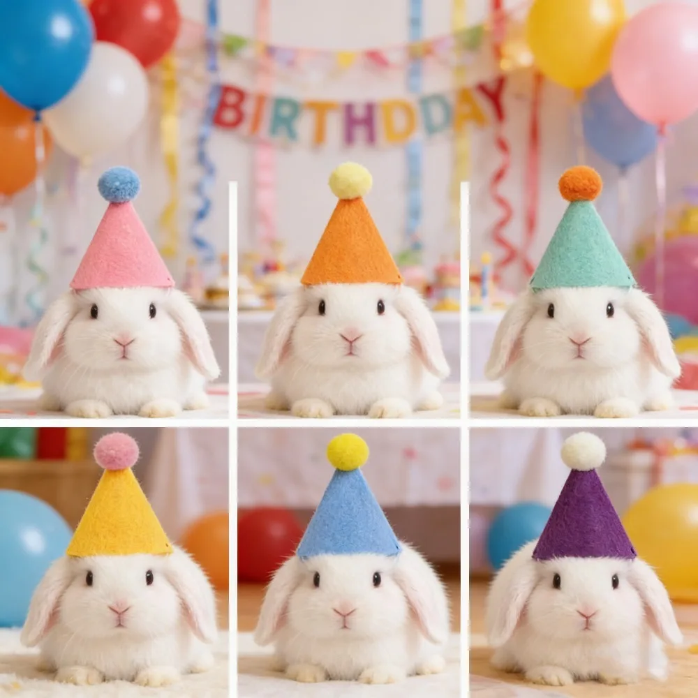 Mini Felt Birthday Party Hat 1/6Pcs, Lovely Decorative Hat For Dogs Cats Rabbits Dolls And Stuffed Animals Party Dress Up - view 4