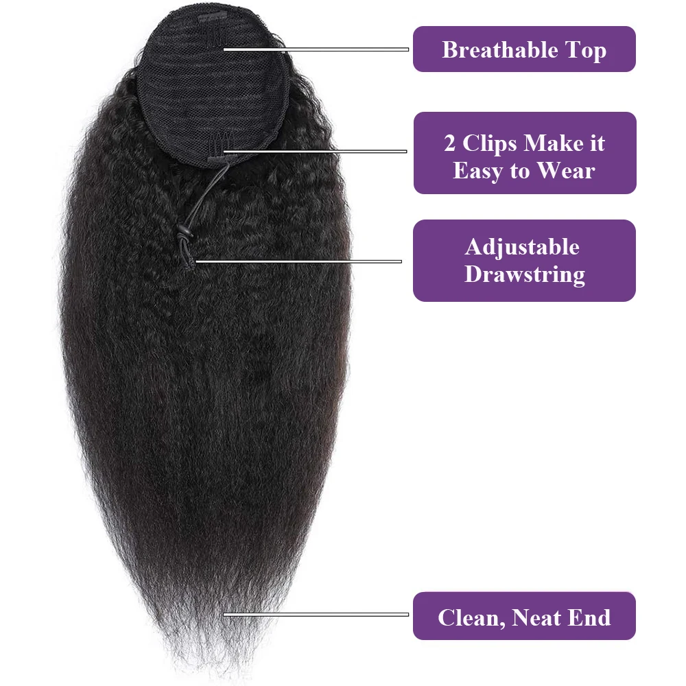 26 "ذيل حصان تمديد الرباط طويل غريب مستقيم البرازيلي الشعر البشري ذيل حصان الطبيعي لينة كليب في الشعر ذيل حصان تمديد #3