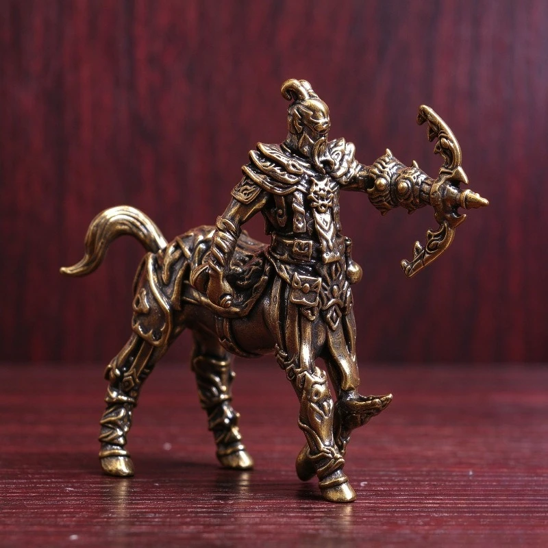 Brass Centaur Archer Figurine Vintage Fantasy Warrior Mini Statue Desktop Ornament Tabletop Collectible Craft Gift