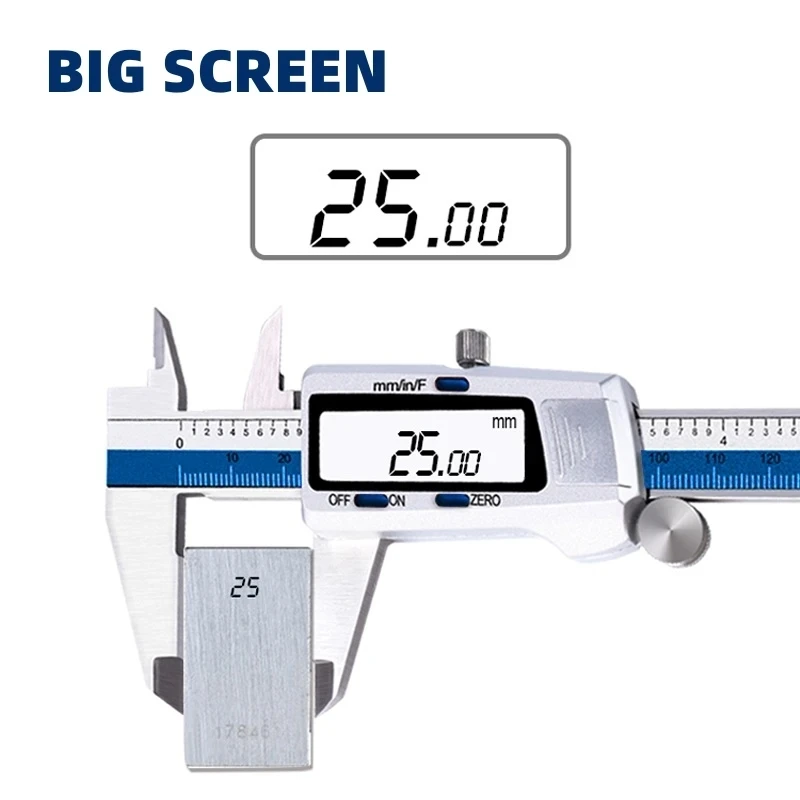 ET52 150mm 0.01mm Electronic Digital Caliper Stainless Steel Vernier Caliper Inch mm Fraction Display Micrometer Digital Ruler