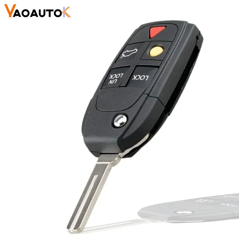 Remote Car Key Fob Case Shell For VOLVO S60 S80 V70 XC70 XC90 5 Buttons Replacement Uncut Flip Remote Cover Car Key Accessories