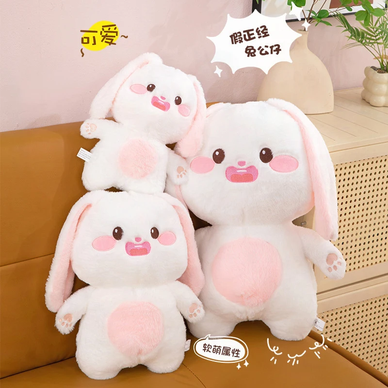 

Kawaii Plush Toy Cute Fat Rabbit Stuffed Doll White Bunny with Big Ears Cuddly Bedtime Pillow for Kids Birthday Gift