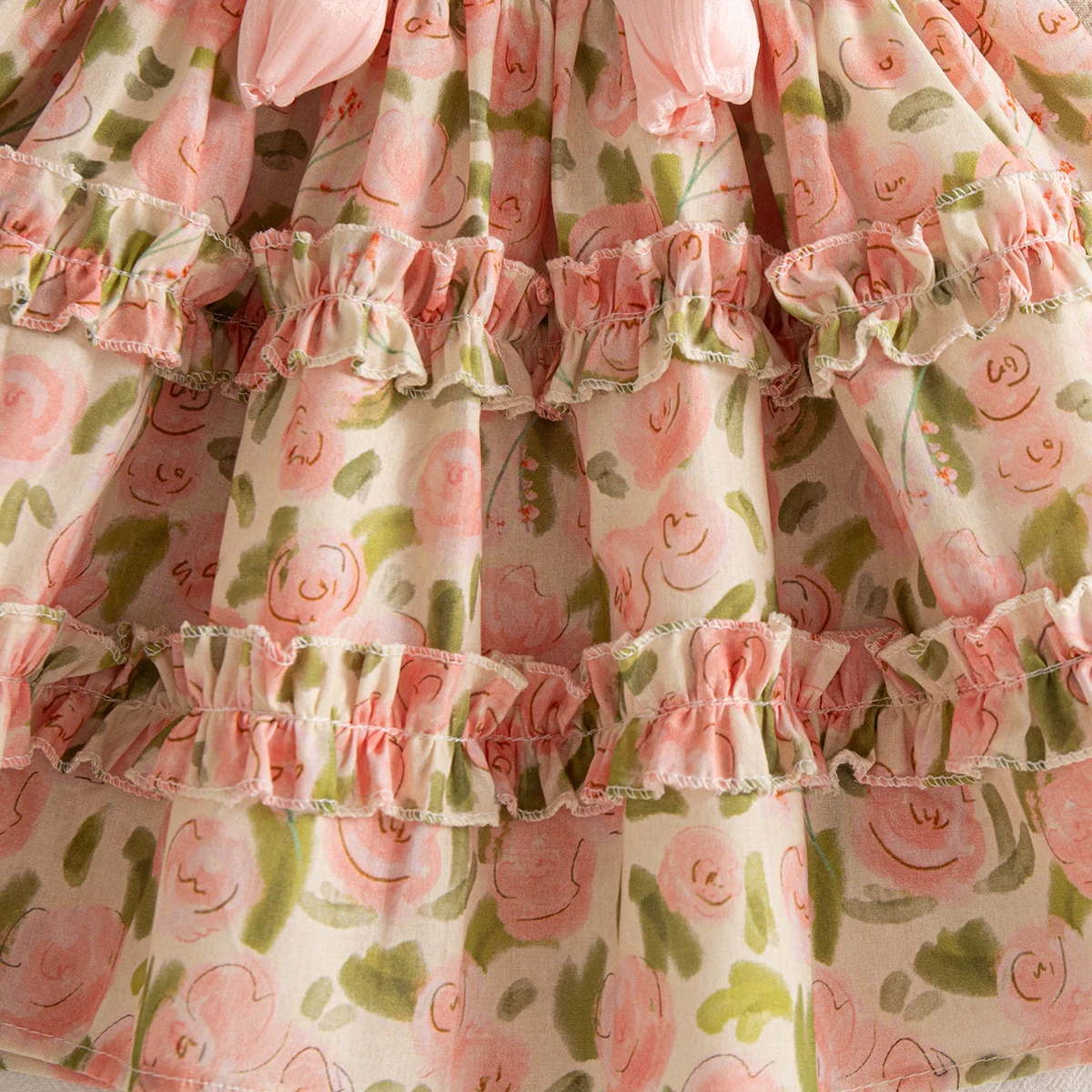 Vestito Estivo per Bambina con Stampa Floreale e Fiocco, Manica Corta, Abito da Spiaggia Carino per Neonata, Abbigliamento per Bambina